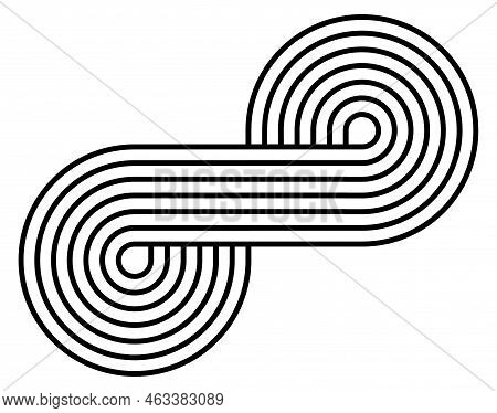 Infinity Gometric Black Line Symbol In Mid Century Style
