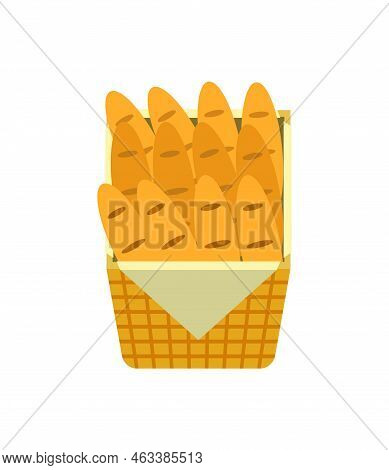 Ounter Stall With Bakery Food Products. Vector Shelf With Bread And Pastry Products, Dough And Buns,