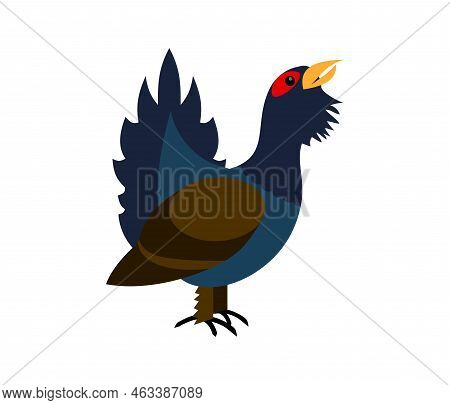 Grouse Pheasant Bird Wild Hunting Forest Fauna Flat. Wild Animal Nature Winged Feathers Tail Beak Ma