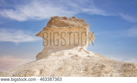 Mushroom Shaped Limestone Rokcs In Zekreet Desert.