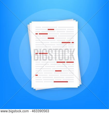 Proofreader Checks Transcription Written Text. Editing Documents To Correct Errors. Vector Stock Ill