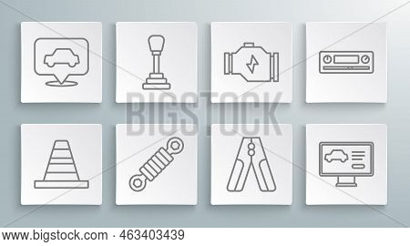 Set Line Traffic Cone, Gear Shifter, Shock Absorber, Car Battery Jumper Power Cable, Diagnostics Con