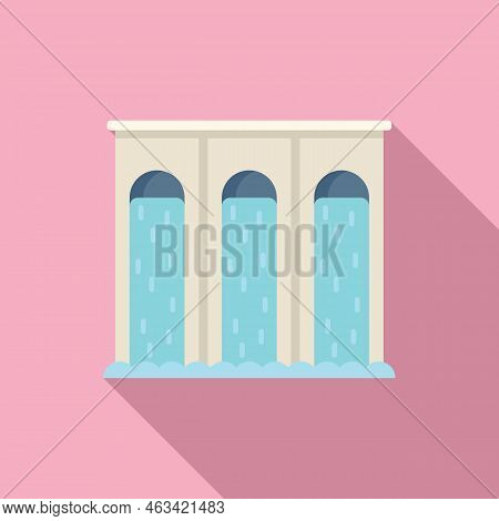 Water Energy Barage Icon Flat Vector. Eco Power. Save Leaf