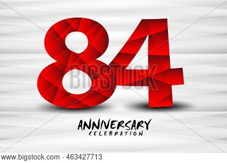 84 Year Anniversary Celebration Logo Red Polygon Vector, 84 Number Design, 84th Birthday Logo, Logot