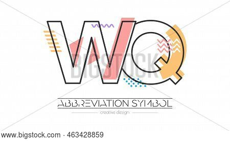 Letters W And Q. Merging Of Two Letters. Initials Logo Or Abbreviation Symbol. Vector Illustration F