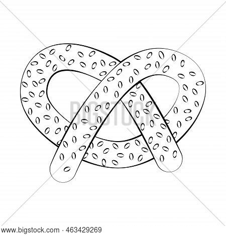 Bretzel With A Thin Line. Vector On A White Background