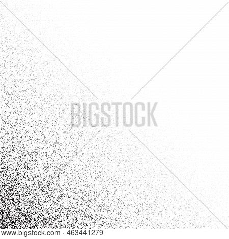 Grain Stippled Gradient. Faded Stochastic Dotwork Texture. Random Grunge Noise Background. Black Dot