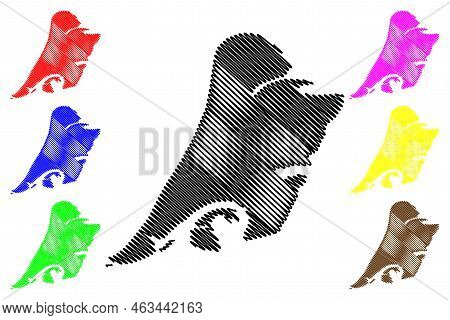 Sedudu Island (republic Of Botswana, Fluvial Island, Chobe River) Map Vector Illustration, Scribble 