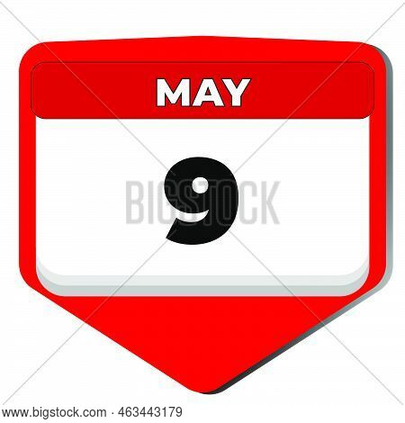 9 May Vector Icon Calendar Day. 9 Date Of May. Ninth Day Of May. 9th Date Number. 9 Day Calendar. Ni