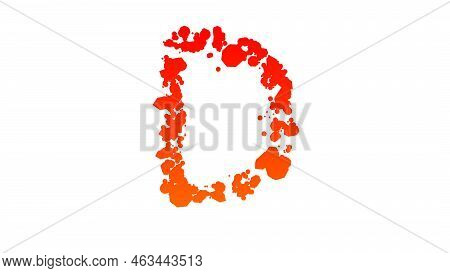 Orange - Red Cartoon Paint Patches Style Font, Letter D, Isolated - Object 3d Illustration