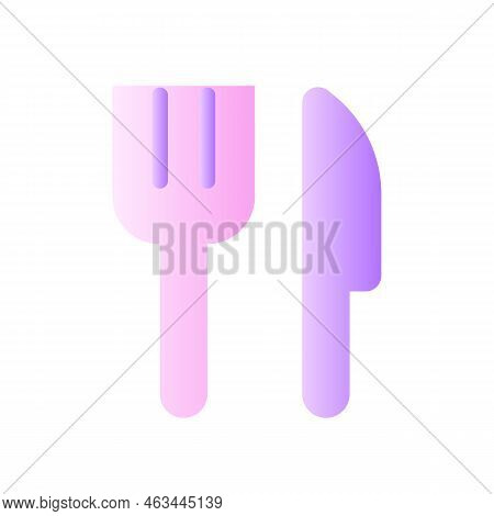 Fork And Knife Flat Gradient Two-color Ui Icon. Restaurant Sign. Serve Up Table. Kitchen Utensil. Si