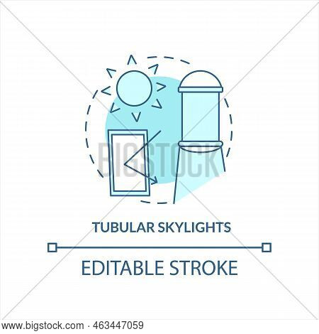 Tubular Skylights Turquoise Concept Icon. Power House With Eco Energy. Sun Tunnel Abstract Idea Thin