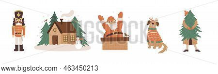 Vector Set Of Beautifyl Christmas Themed Scenes