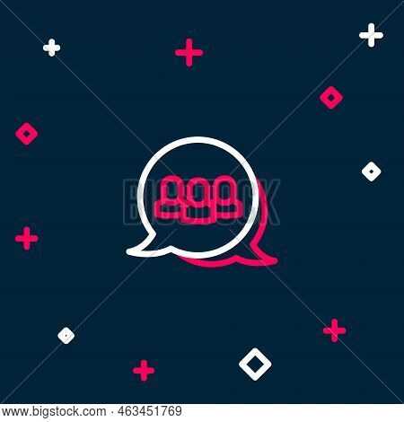 Line Project Team Base Icon Isolated On Blue Background. Business Analysis And Planning, Consulting,