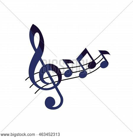 Treble Clef And Notes Vector Icon Illustration Eps 10. G-clef, Note State Flat Sign. Melody, Song, T