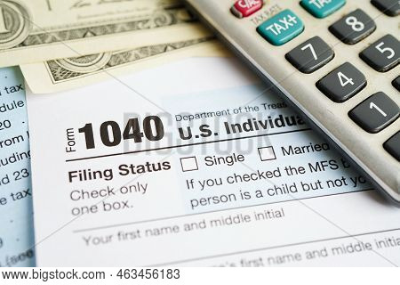 Tax Form 1040 U.s. Individual Income Tax Return, Business Finance Concept.
