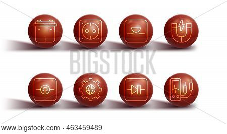 Set Line Car Battery, Ohmmeter, Magnet, Diode In Electronic Circuit, Gear And Lightning, Electrical 