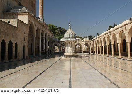 View Of The Inner Courtyard Of Rizvaniye Mosque With Fountain In The Historical Part Of The City Of 