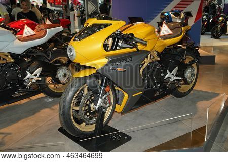 Istanbul, Turkey - April 23, 2022: Mv Agusta Superveloce On Display At Motobike Expo In Istanbul Exh