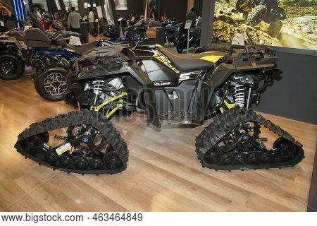 Istanbul, Turkey - April 23, 2022: Polaris Utv On Display At Motobike Expo In Istanbul Exhibition Ce