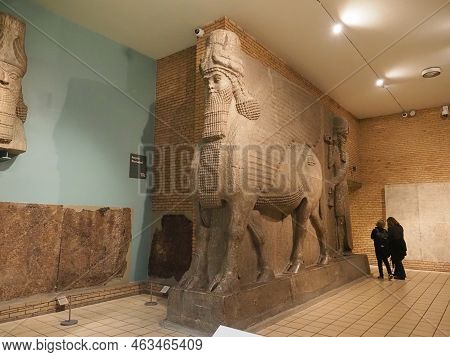 Assyrian Winged Bulls Circa 860 Bc At The British Museum In Lond