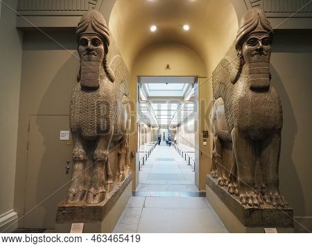 Assyrian Winged Bulls Circa 860 Bc At The British Museum In Lond