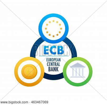 Ecb - European Central Bank. Central Bank And National Financial Institution. Vector Stock Illustrat