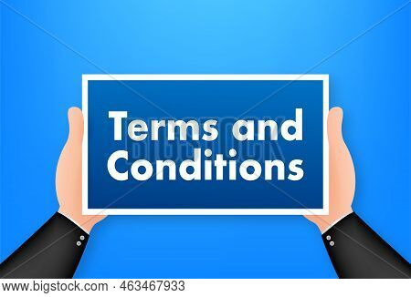 Terms And Conditions. Protecting Personal Data. Document Paper, Contract. Vector Stock Illustration.