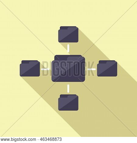 Folder Database Icon Flat Vector. Customer Data. Client Software