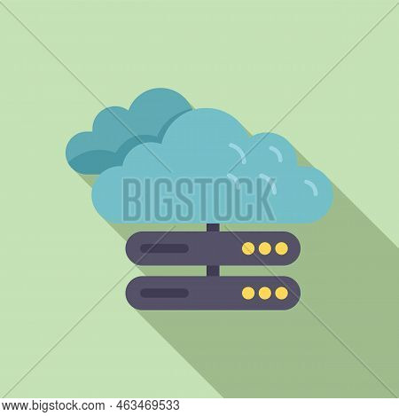 Cloud Data Icon Flat Vector. Crm Database. Software Consumer