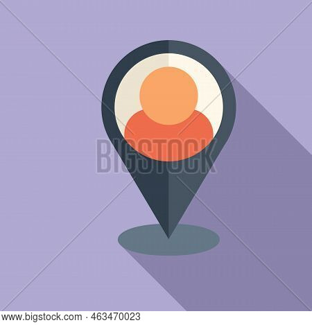 Database Location Icon Flat Vector. Crm Data. Client System