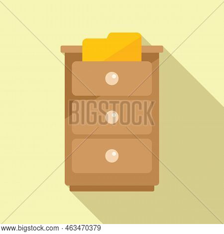 Office Drawer Icon Flat Vector. Crm Data. Account Strategy