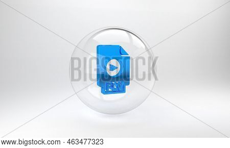 Blue Flv File Document Video File Format. Download Flv Button Icon Isolated On Grey Background. Flv 