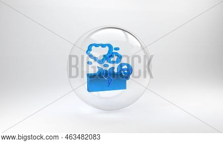Blue Poisonous Cloud Of Gas Or Smoke Icon Isolated On Grey Background. Stink Bad Smell, Smoke Or Poi
