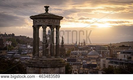 View Over Edinburgh At Sunset From Calton Hill - Travel Photography
