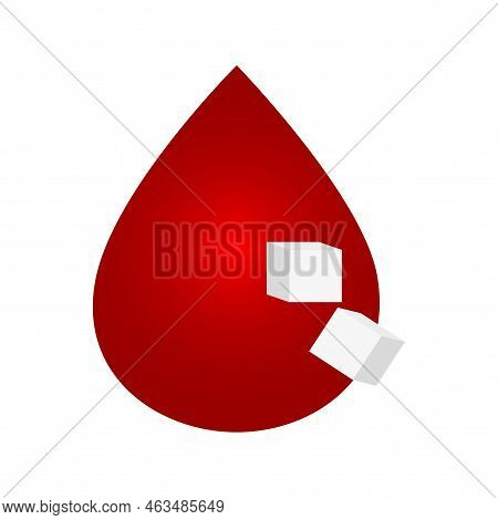 Drop Of Blood Sugar. Medical Concept. High Blood Glucose Level. Vector Illustration. Stock Image.