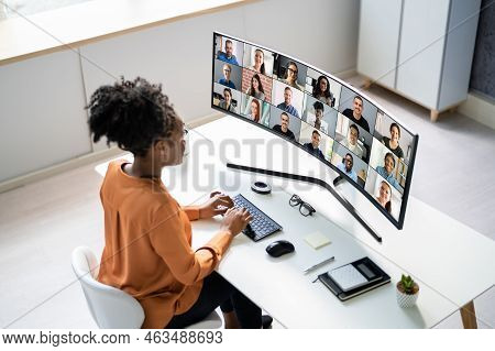 Online Video Conference Business Meeting Call On Computer