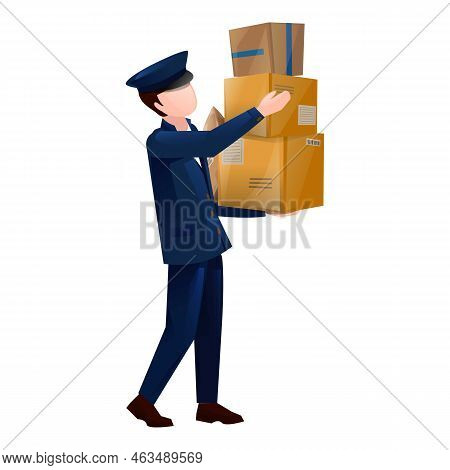 Take Parcel Icon Cartoon Vector. Box Letter. Postal Person