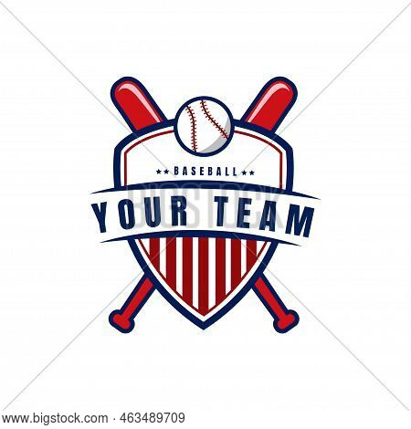 Baseball Sport Club Icon, Softball Team Vector Badge. Baseball Varsity League Or School Sport Club E