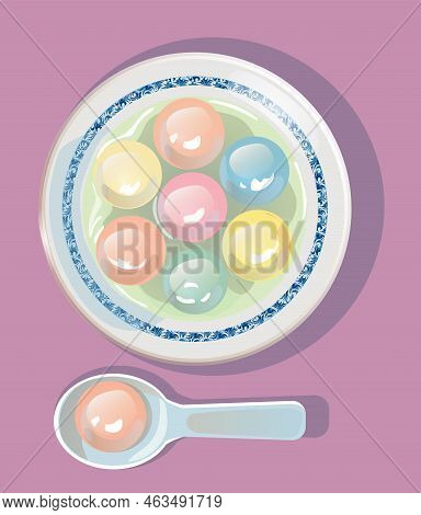 Asian Chinese And Taiwanese Festivals: Lantern Festival, Delicious Glutinous Rice Balls, Graphic Pos