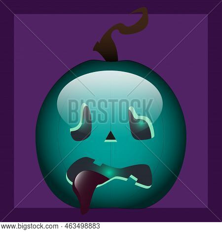 Vector Sticker Of A Dead Zombie Halloween Pumpkin With Beard For Avatars, Decoration, Websites, Any 