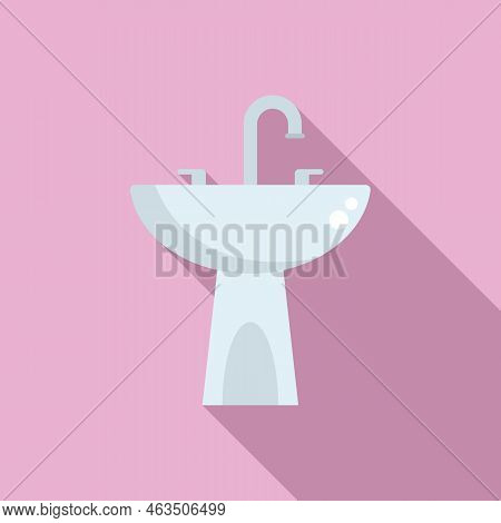 Faucet Basin Icon Flat Vector. Water Pipeline. Sewer Construction