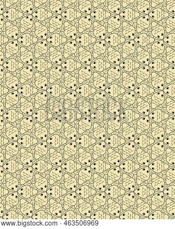 Raster Template. Escher Motif Fish Seamless Pattern. Illustration