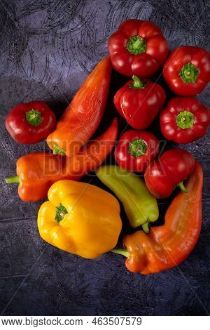 Green , Yellow And Red Bell Pepper Background