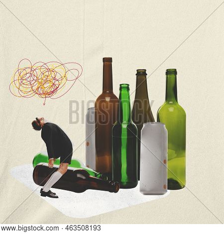 To Stop Drinking. Alcoholism Concept. Stop Alcohol Addiction. Addicting To Alcoholic Drink. Artwork 