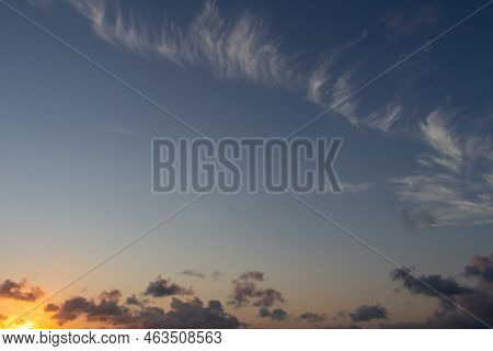 Scattered Cotton-textured Clouds In The Sky.