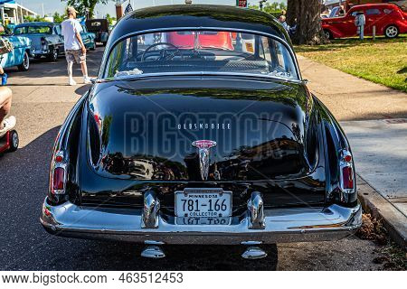 Falcon Heights, Mn - June 19, 2022: High Perspective Rear View Of A 1949 Oldsmobile Futuramic Deluxe
