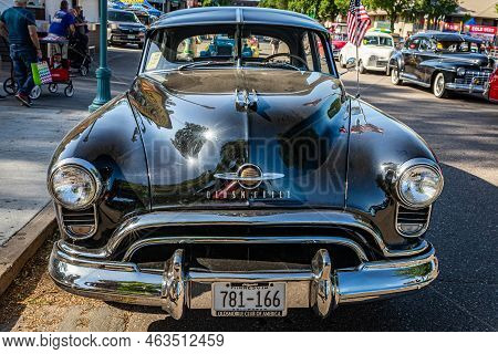 Falcon Heights, Mn - June 19, 2022: High Perspective Front View Of A 1949 Oldsmobile Futuramic Delux