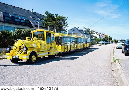 Dieppe, France - August 29 2022: Yellow Sightseeing Train In Dieppe, Fishing Port On The Normandy Co