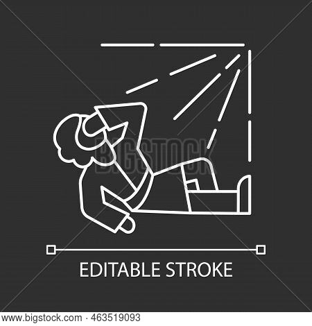 Paul Conversion White Linear Icon For Dark Theme. Man On Ground Blinded By Light. Bible Narrative. T
